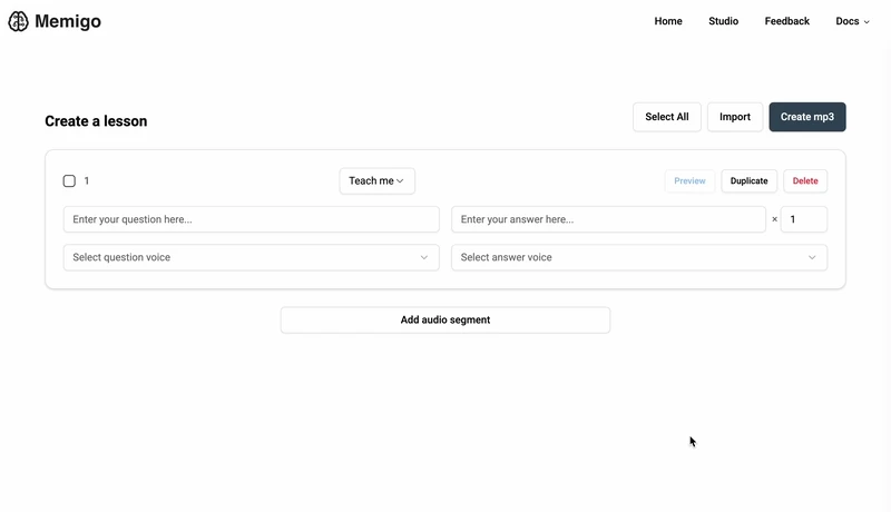 Importing Content with Memigo
